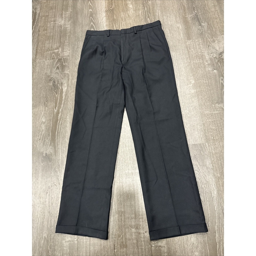 VTG Givenchy Monsieur Mens Dress Pants Pleated Cuffed Flap Pocket USA 35x31.5